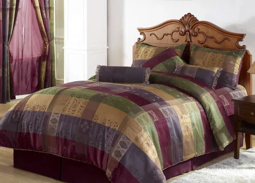 Miniatura 4 de Chezmoi Collection Juego de edredón de retazos jacquard Gitano multicolor de 7 piezas, ropa de cama tamaño King