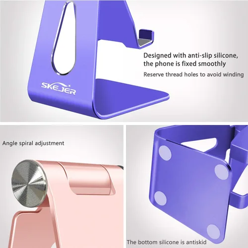 Miniatura 4 de Soporte ajustable para teléfono celular, soporte para tableta, escritorio de aluminio compatible con iPhone 12, iPad, Samsung Galaxy, Google todos