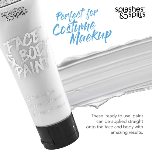 Miniatura 4 de Splashes & Spills - Crema de pintura facial y corporal, 1.0 fl oz (1.0 fl oz), disfraz y maquillaje de disfraces (blanco)