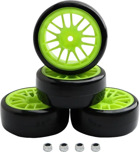 Miniatura 8 de 4 ruedas de cubo de 0.472 in, 1:10 2.480 in de plástico duro RC Drift Cars en carretera, turismo, carreras, neumáticos calvos para Traxxas HSP