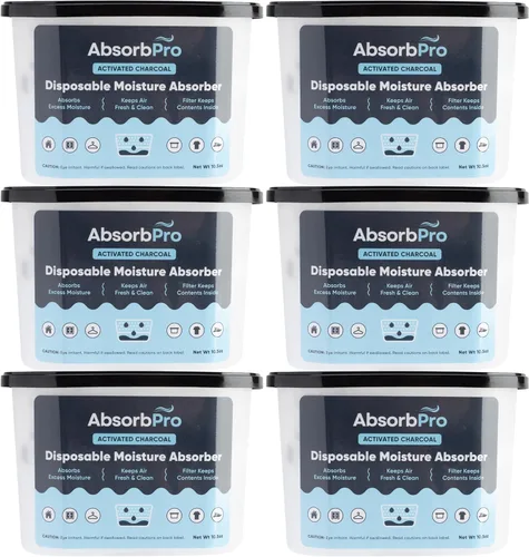 Miniatura 9 de Absorb Pro - Recipiente Absorbedor de Humedad con Carbón Activado - Paquete de 3 - Caja Eliminadora de Olores Desechable de 18 oz y Deshumidificador