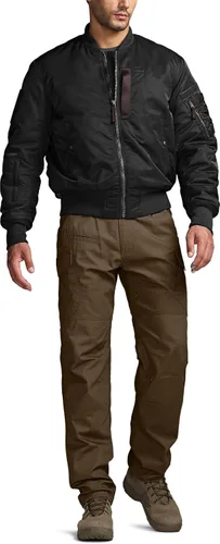 Miniatura 9 de CQR Chaqueta bomber casual para hombre, cortavientos con cremallera para exteriores de otoño/invierno, chaqueta de vuelo MA-1 acolchada resistente