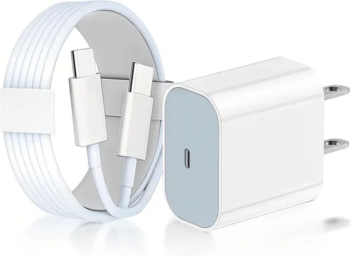Cable de carga tipo C a C de 3 pies para iPhone 17 16 15, adaptador de corriente USB C de 20 W, enchufe de bloque de carga rápida para Apple 17 Pro