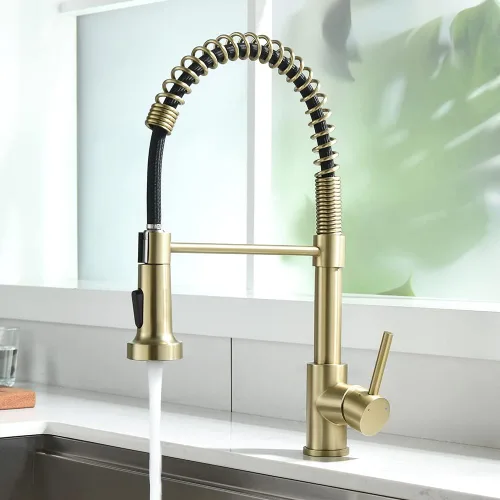 Miniatura 7 de Grifo de cocina, grifos de cocina con rociador desplegable Sus304 de acero inoxidable industrial de una sola manija, grifo de un orificio para casa