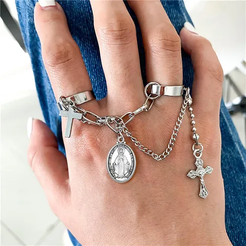 Miniatura 6 de 60 piezas de medallas ovaladas milagrosas de la Virgen María, dijes de aleación, dijes colgantes de la Virgen de Guadalupe para collar de oración