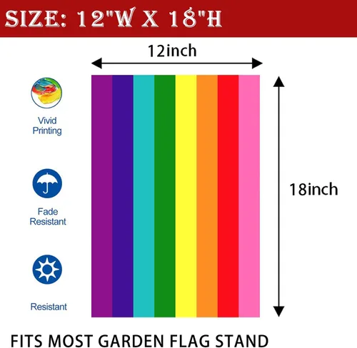 Miniatura 4 de Bandera de jardín de arcoíris de 8 rayas de 12 x 18 pulgadas, de doble cara, bandera original de 8 rayas de orgullo para patio, césped, decoración