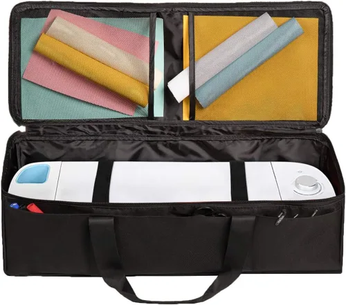 Bolsa de transporte compatible con Cricut Explore Air y Maker, bolsa impermeable compatible con Cricut Explore Air y suministros (negro, 1+1)