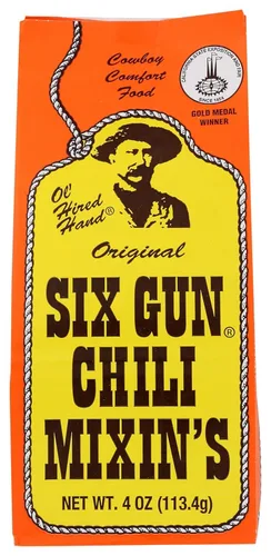 Miniatura 6 de Six Gun Chili Original Mixin's - Auténtica mezcla de condimentos estilo Texas, paquete individual (4 onzas) Receta galardonada de San Angelo Sin