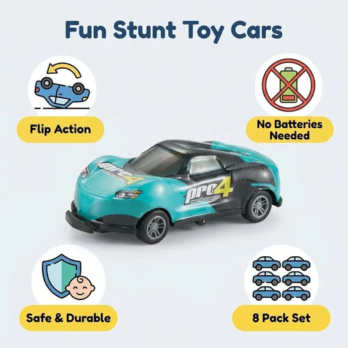 Miniatura 2 de 8 autos de juguete de carreras de tracción hacia atrás, autos de metal para saltar a troquel para niños de 3 a 6 años, no necesitan baterías, auto