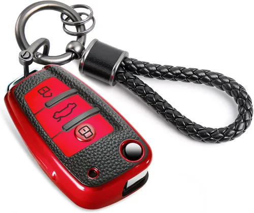 Miniatura 46 de para llavero de Cadillac con funda de TPU con superficie granulada y cuerda trenzada metálica, funda de llavero mejorada para 2020 en adelante CT4