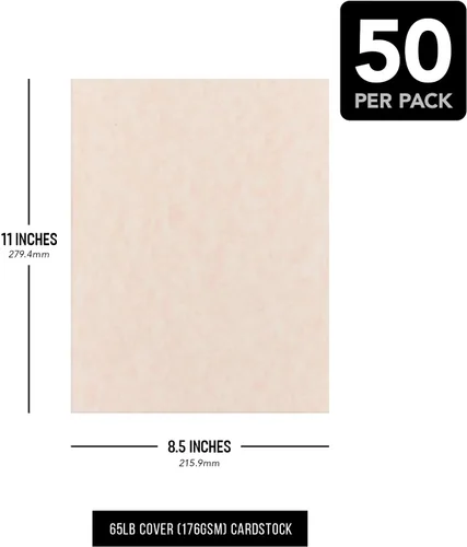Miniatura 7 de Cartulina de pergamino de salmón, ideal para certificados, menús e invitaciones de boda, cubierta de peso medio de 65 libras (6.21 oz/m²), 8.5 x 11