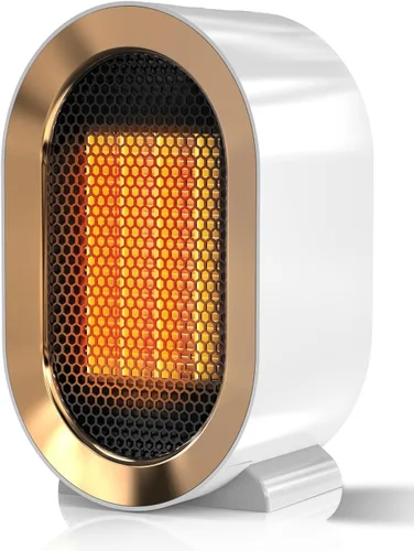 Miniatura 7 de QQT Calentador de espacio eléctrico, calentadores de espacio portátiles de bajo consumo para uso en interiores, ventilador portátil de dos Negro