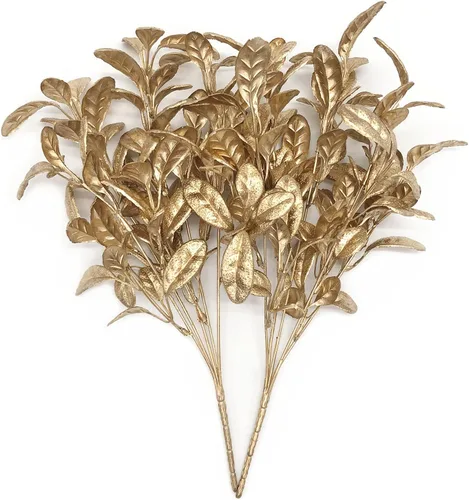 Miniatura 26 de Plantas artificiales Golden Baby Breath Gypsophila, para decoración de Navidad, plantas falsas, arbustos de helecho, arbustos sintéticos, Aliento