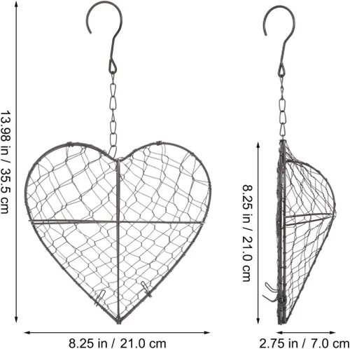 Miniatura 4 de GANAZONO Cesta colgante en forma de corazón de 8.26 pulgadas, maceta de alambre de metal para plantas suculentas y flores, para interiores