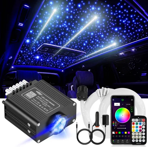 Miniatura 9 de CHINLY Twinkle 300 piezas 9.8 pies (0.03 pulgadas + 0.04 pulgadas + 0.06 pulgadas) Kit de Luces de Fibra Óptica Starlight Headliner, Modo Música