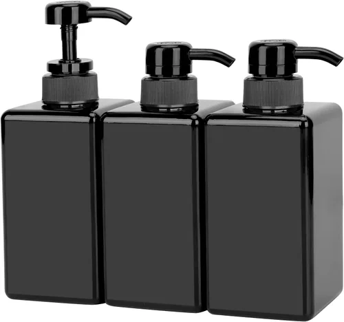 Miniatura 23 de Suream Botellas de prensa de bomba recargables de 9.5 onzas, dispensador de champú y acondicionador de plástico, botella vacía cosmética Azul pavo