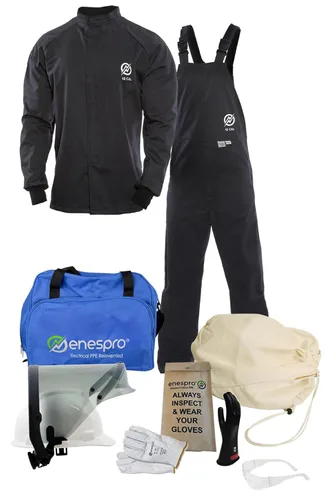 National Safety Apparel KIT2SC11SM11 ArcGuard - Kit de flash de arco ultra suave con abrigo corto y babero en general, 12 calorías, pequeño, tamaño