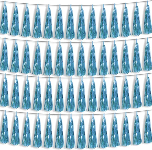 Miniatura 9 de 4P Guirnalda de Borla de Flecos de Aluminio Metálico Negro para Flotas de Desfile, Despedida de Soltera, Boda, Cumpleaños, Halloween, Navidad