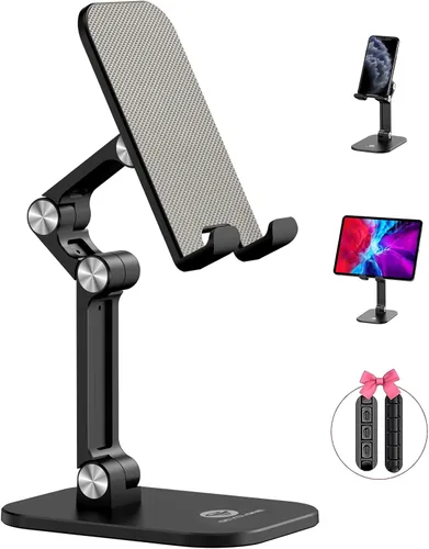 Miniatura 10 de OCYCLONE Soporte para teléfono, altura y ángulo ajustable, soporte plegable para teléfono celular para escritorio, soporte más alto para iPhone Beige