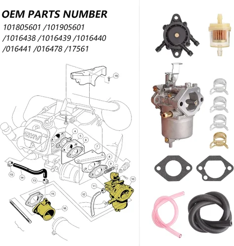 Miniatura 3 de 10L0L Carburador de golf Kit de bomba de combustible para 1998-UP Club Car DS Precedent Turf Carryall FE290 Kawasaki Motores Carb 101805601