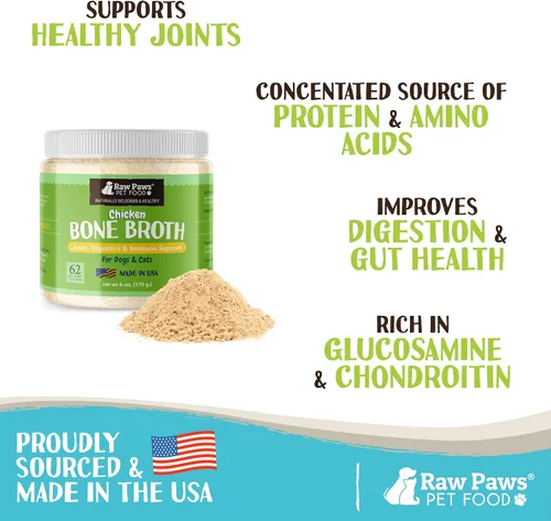Miniatura 2 de Raw Paws Caldo de hueso de pollo para perros y gatos, 6 onzas, fabricado en Estados Unidos, adorno de comida para perros, caldo de hueso en polvo
