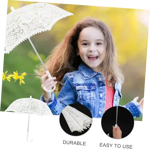 Miniatura 8 de IMIKEYA 2pcs Lace Umbrella Girl Umbrella Bridal Parasol Vintage Umbrellas for Girl Bride Parasol Wedding Umbrellas Parasols for Girl Iron Wedding