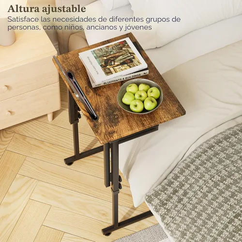 Miniatura 7 de Adjustable Folding TV Tray Table,TV Dinner Small Foldable C-Shaped End Table for Eating,6 Height Adjustable Slide Under Couch Side with Sturdy MDF