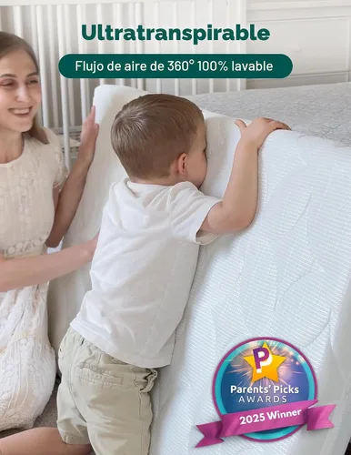 Miniatura 3 de BABELIO Colchón de cuna ultra transpirable 100% lavable núcleo de doble cara colchón para bebé niño pequeño con funda extraíble lavable a máquina