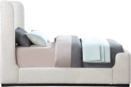 Miniatura 6 de Meridian Furniture OliverCream-T Colección Oliver Modern Cama individual tapizada de tela boucle contemporánea con acabado de cepillo de alambre