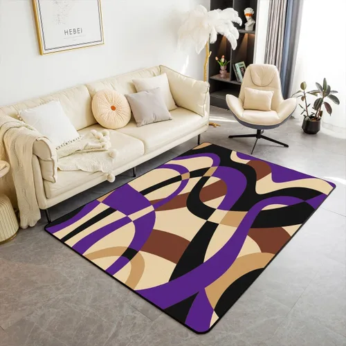 Miniatura 25 de Feelyou Alfombra de sala de estar, 3 x 5 pies, diseño geométrico para niños, diseño moderno a rayas, para interiores, antideslizante, con diseño