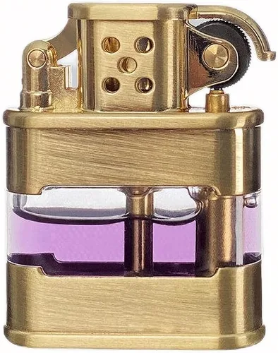 Miniatura 12 de YANCONG - Encendedor de tanque de combustible transparente visible vintage antiguo de queroseno hecho a mano redondo cobre Plateado (sliver)