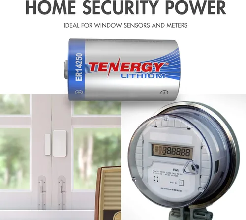 Miniatura 2 de Tenergy Batería de litio de 3.6 V 1/2 AA, baterías no recargables ER14250 de 1200 mAh para sistemas de alarma, sensores de seguridad para el hogar