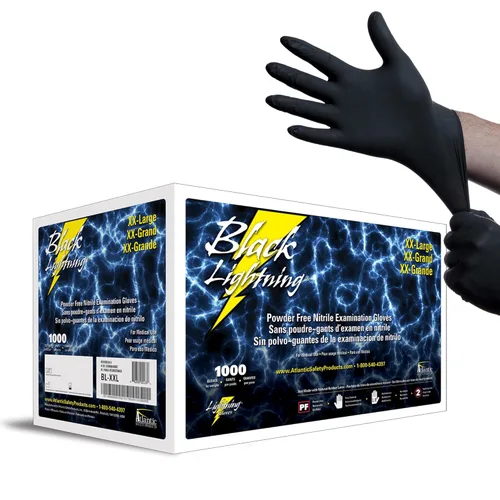 Miniatura 9 de Guantes de examen Atlantic Safety Products Black Lightning, desechables, guantes de nitrilo sin polvo, negros, pequeños, 100