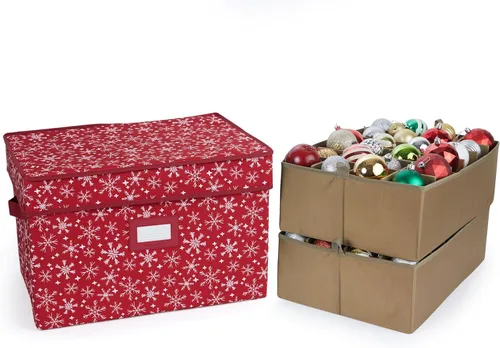 Miniatura 29 de Covermates Keepsakes – Caja de almacenamiento ajustable de 72 piezas – Capacidad para adornos de 4 pulgadas – Resistente – Asas – apilables