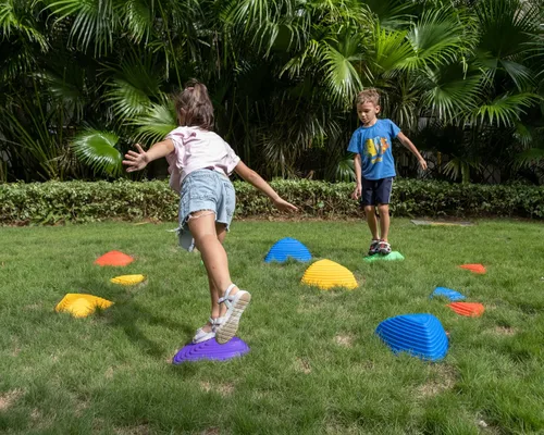 Miniatura 4 de 12 piezas de piedras antideslizantes para carreras de obstáculos para niños, para interiores y exteriores, patio de recreo sensorial