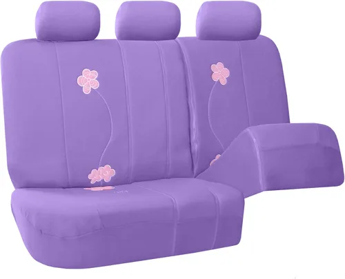 Miniatura 3 de FH Group Fundas de asiento de automóvil con bordado floral, ajuste universal, asiento trasero de banco dividido, funda de asiento lavable para SUV