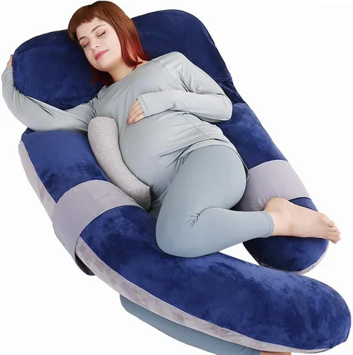Moon Pine - Almohada de embarazo de 60 pulgadas, almohada de cuerpo completo en forma de U desmontable, almohada de maternidad y lactancia para