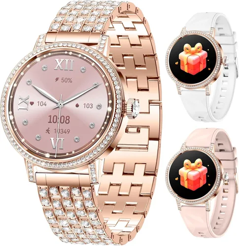 Reloj inteligente para mujer de 1.27 pulgadas, con llamadas inalámbricas, alertas de mensajes/múltiples modos deportivos, compatible con