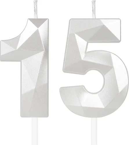 Miniatura 51 de Velas de cumpleaños número 15, velas número 15, velas de feliz cumpleaños de oro rosa para pastel, decoraciones de cobertura de pastel de diseño 3D