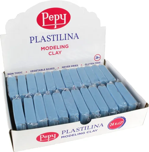Pepy Plastilina - Arcilla de modelado reutilizable y no secada; juego de 24 barras, 1.4 onzas cada una, perfecta para proyectos de arte y Azul claro
