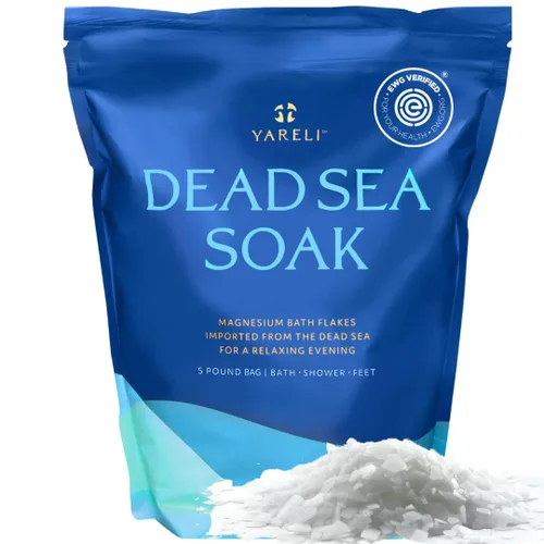 Yareli Copos de magnesio, 5 libras, baño del mar muerto y remojo de pies, alternativa a la sal de Epsom con más de 250,000 mg de cloruro de magnesio