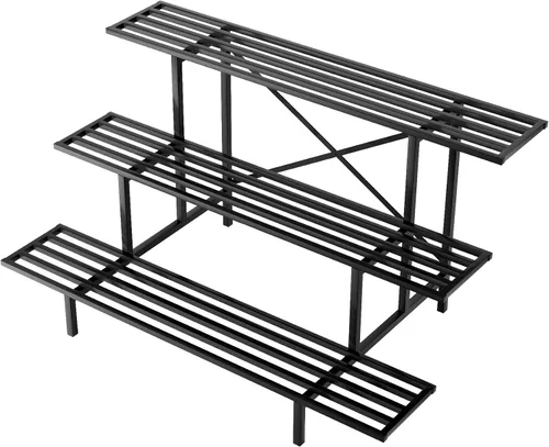 Miniatura 12 de Zhongma Soporte de metal resistente de 2 niveles para plantas para el hogar, interior y exterior, 35.43 pulgadas de largo x 17.5 pulgadas de ancho x