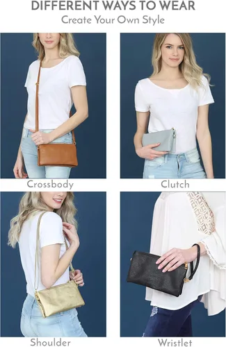 Miniatura 3 de RIAH FASHION Cartera convertible de cuero vegano para bolso de mano Bolso pequeño para teléfonoranuras para tarjetas y muñeca desmontablebandolera