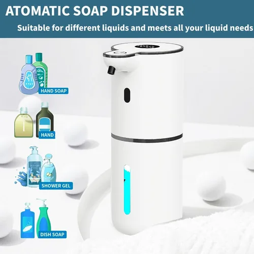 Miniatura 3 de Dispensador automático de jabón sin contacto, dispensador de jabón espumoso, 6 niveles ajustables, manos libres, dispensador recargable por USB