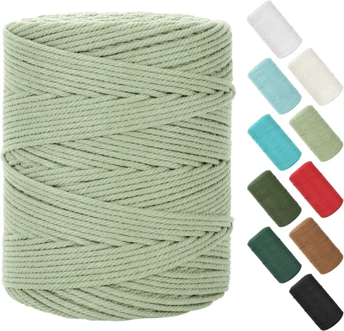 Miniatura 130 de Cordón de macramé de 0.079 in x 380 yardas (1140 pies), cuerda de algodón natural para colgar en la pared, ganchos de plantas, manualidades, Beige