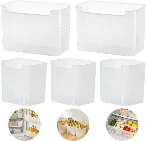 Miniatura 12 de Paquete de 3 cajas organizadoras de refrigerador, contenedores de plástico para almacenamiento de puerta lateral del refrigerador, contenedores