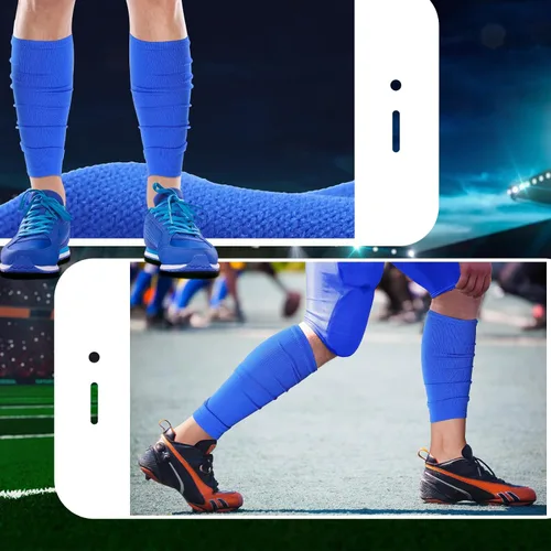 Miniatura 5 de Panitay 4 pares de mangas de pierna para acompañar calcetines de compresión de pantorrilla para fútbol, fútbol, baloncesto, combina con tu