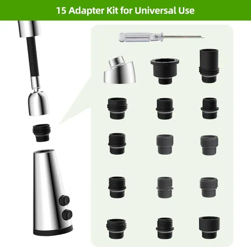 Miniatura 3 de Cabezal de llave de cocina de repuesto de 4 funciones universal con rociador de fregadero de cocina extraíble con 15 adaptadores compatibles