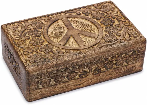 Miniatura 14 de Ajuny Caja Joyero de Madera para Recuerdos de 8 x 5 pulgadas – Cofre Decorativo Hecho a Mano para Hombres y Mujeres, Caja de Almacenamiento