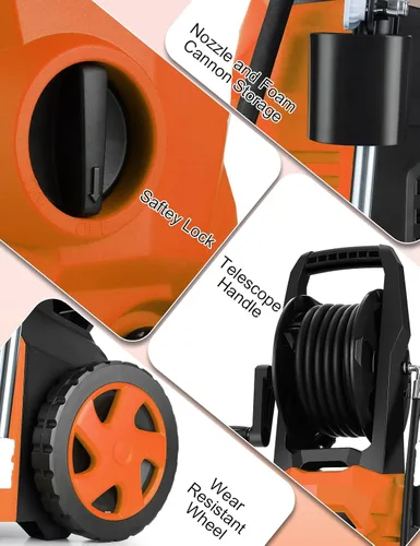 Miniatura 6 de 5000PSI Lavadora a Presión Eléctrica - Nueva Lavadora de 2025 con Carrete de Manguera de Lavadora a Presión de 33 pies Actualizado, Caño de Espuma